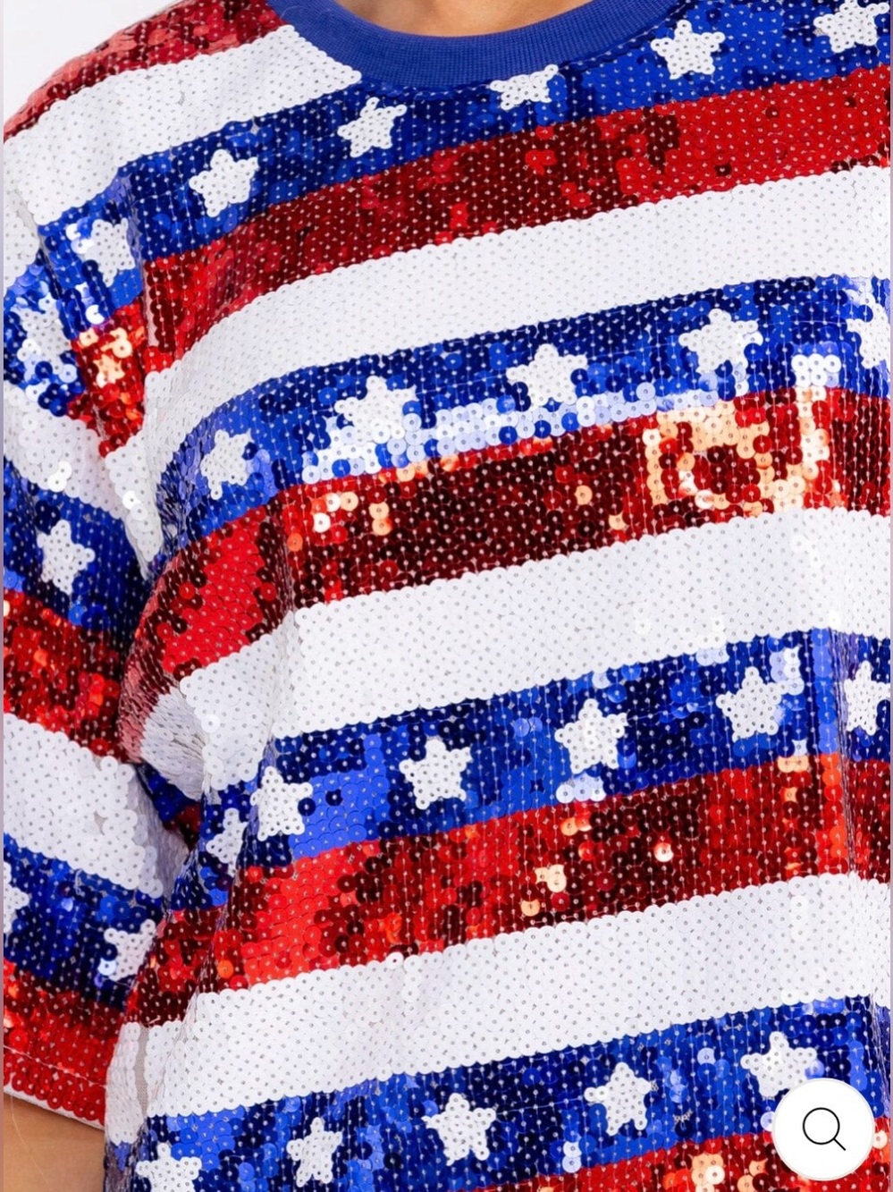 Sequin Star Striped Short Sleeve Top - Red, White & Blue - Picture 3 of 3